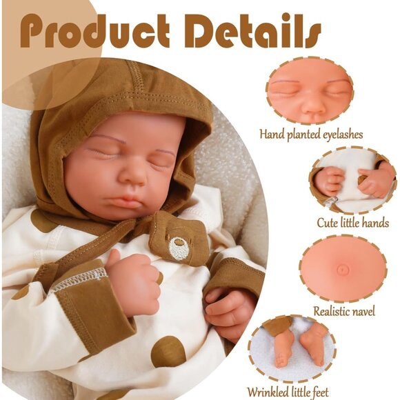 19.3in Full Silicone Reborn wheaten  Baby Boy Dolls Lifelike 6.6LB Weighted Doll - Picture 3 of 6